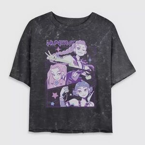 BoxLunch KPop Demon Hunters Huntrix Group Mineral Wash Crop T-Shirt